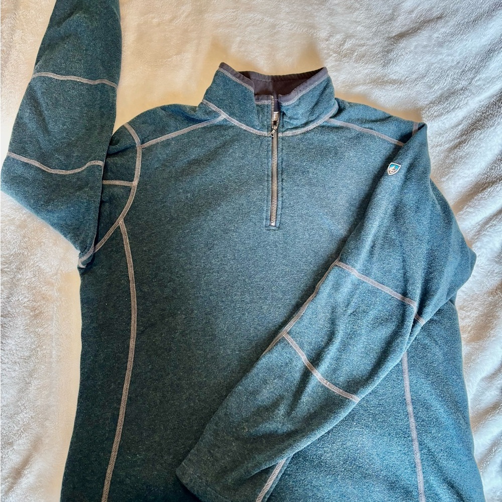Kuhl Men's Teal Quarter-Zip Pullover with Contrast Stitching